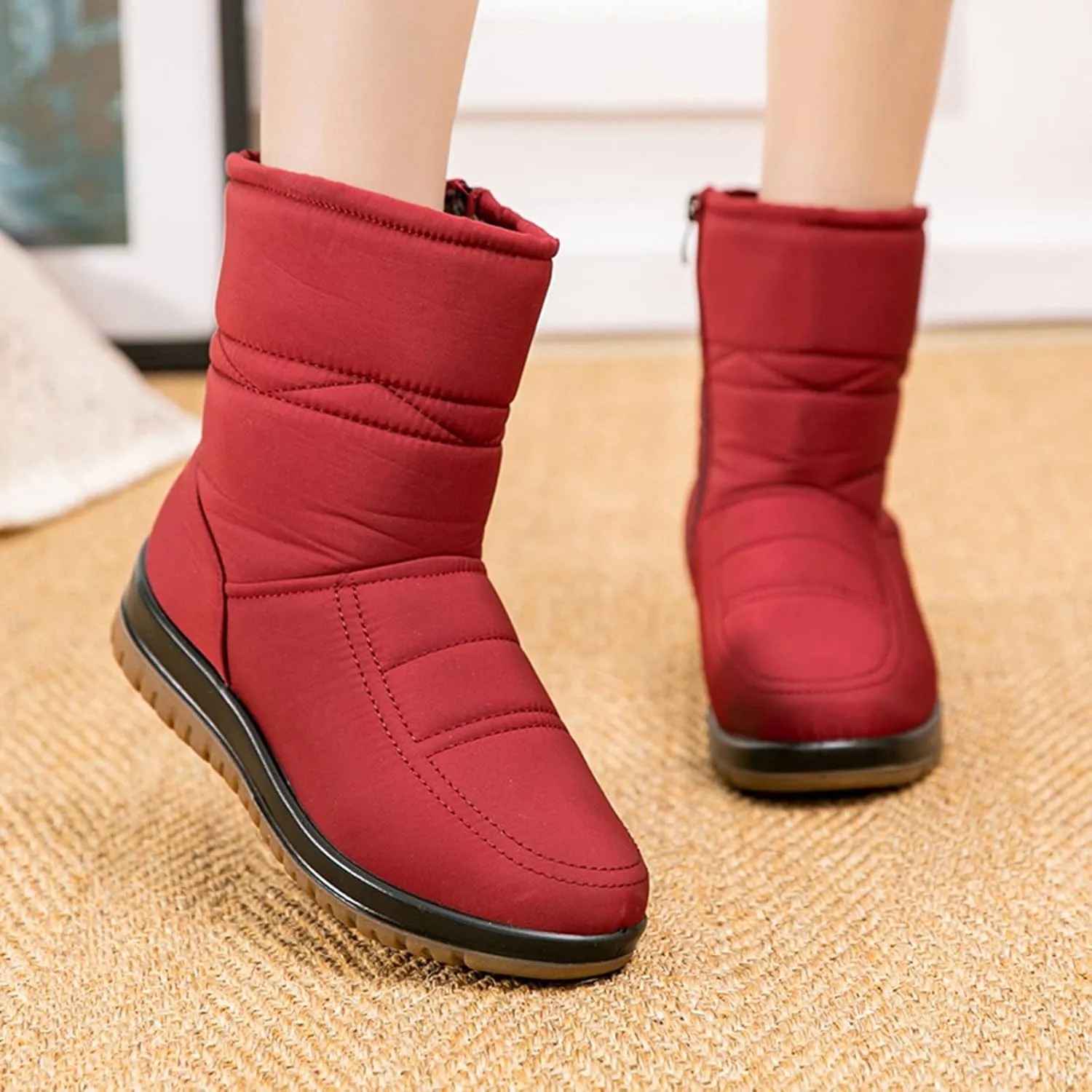 Womens Waterproof Winter Pull on Boots 9.5 Tall Womens Size 8 Cute Snow Boots Winter Boots Women Size 8 Black Womens Winter Snow Boots Waterproof Shoes Botas Para Nieve De Mujer