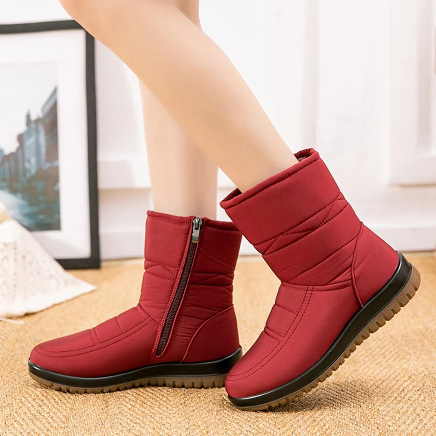 Womens Waterproof Winter Pull on Boots 9.5 Tall Womens Size 8 Cute Snow Boots Winter Boots Women Size 8 Black Womens Winter Snow Boots Waterproof Shoes Botas Para Nieve De Mujer