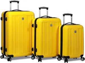 World Traveler Contour Hardside Spinner Luggage TSA Lock, Yellow, 3-Piece Set