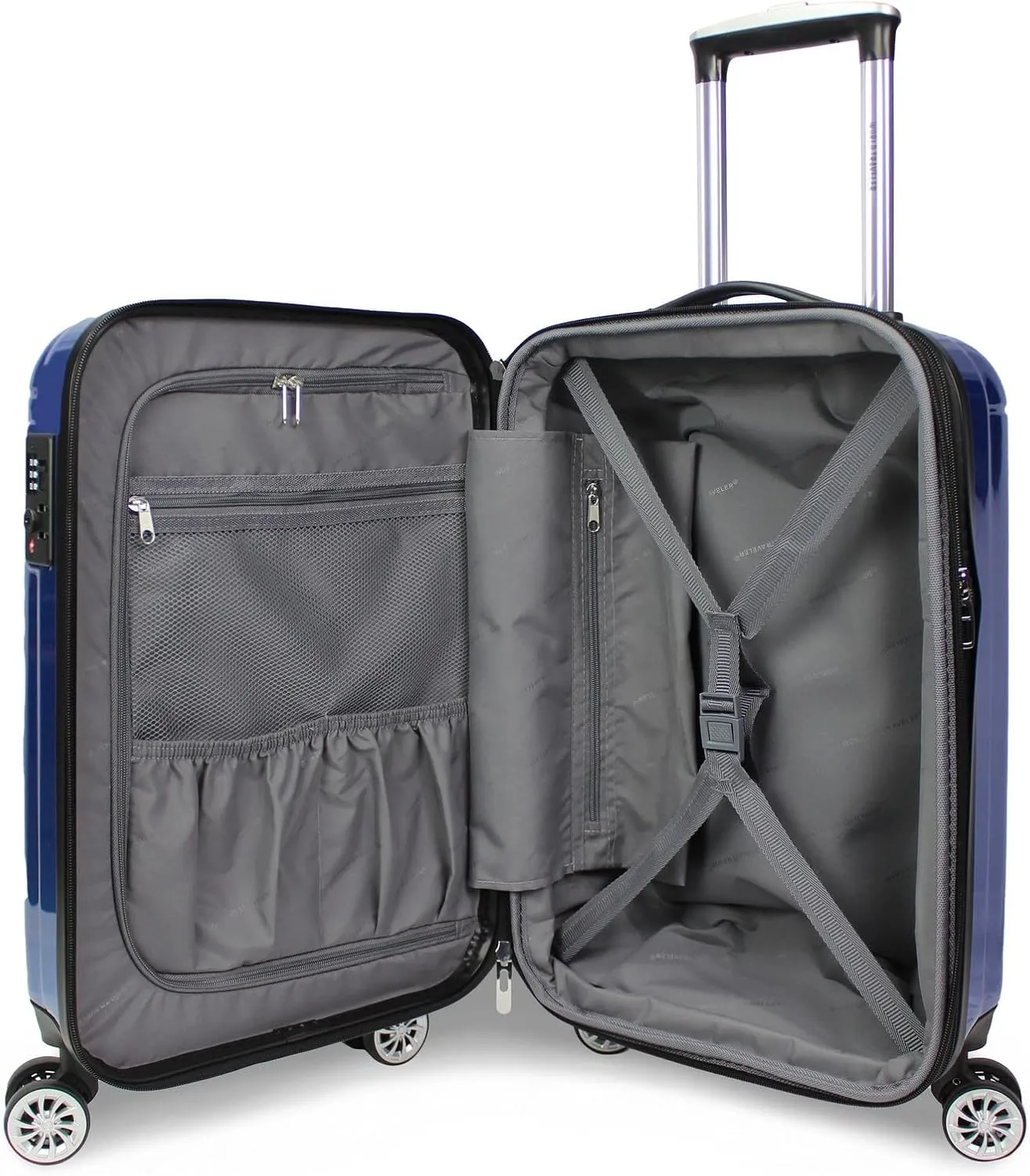 World Traveler VentureX Airline Approved Carry-On Luggage  Lightweight Hardside Suitcase with Spinner Wheels, Contour Blue, 20-inch