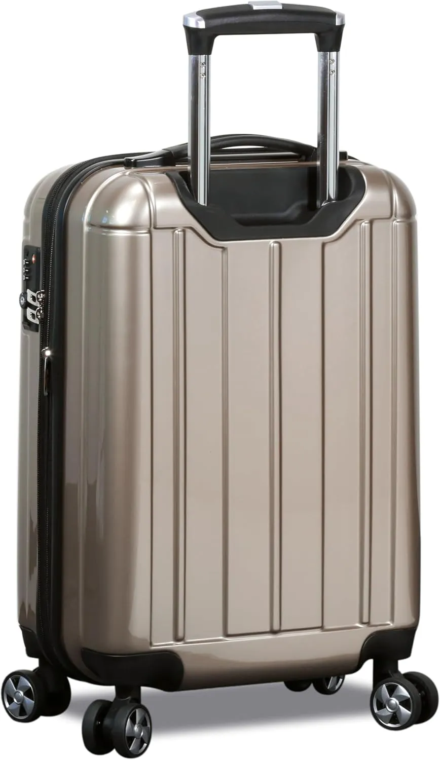 World Traveler VentureX Airline Approved Carry-On Luggage  Lightweight Hardside Suitcase with Spinner Wheels, Contour Champagne, 20-inch