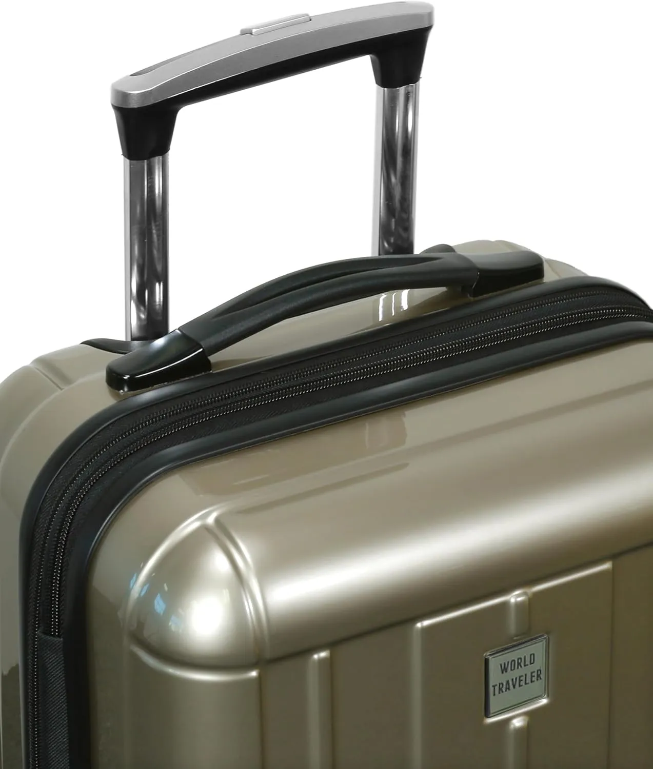 World Traveler VentureX Airline Approved Carry-On Luggage  Lightweight Hardside Suitcase with Spinner Wheels, Contour Champagne, 20-inch