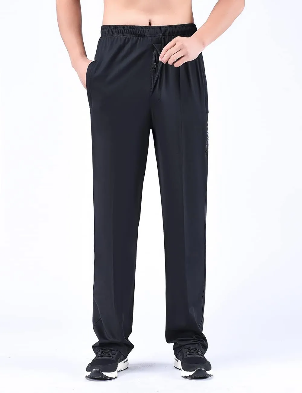 Zoulee New Men's Front Zipper Fly Open-Bottom Sweatpants Jogger Pants