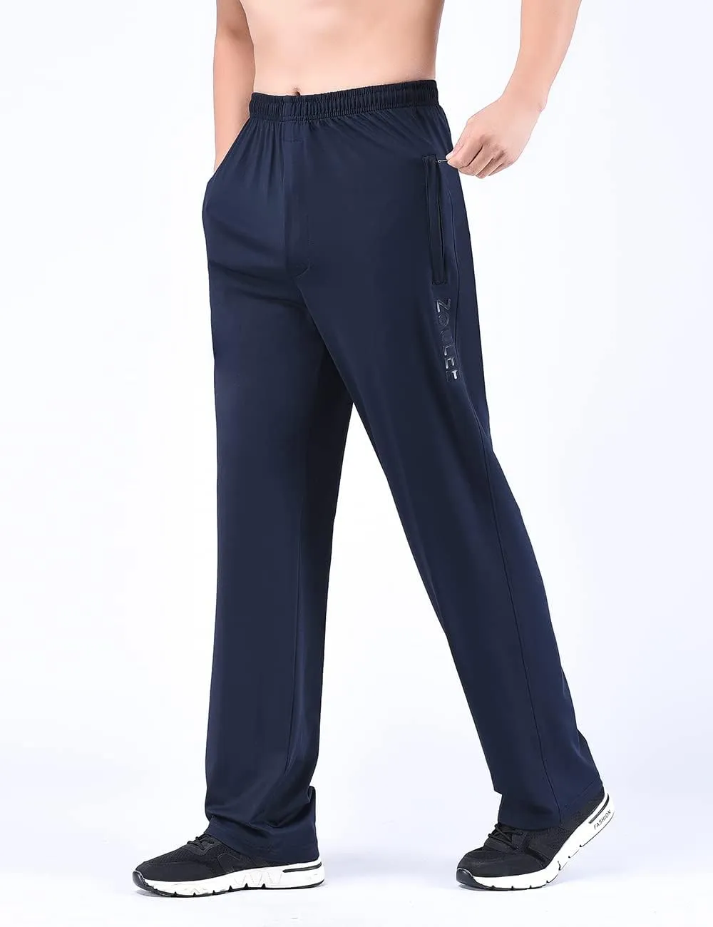 Zoulee New Men's Front Zipper Fly Open-Bottom Sweatpants Jogger Pants