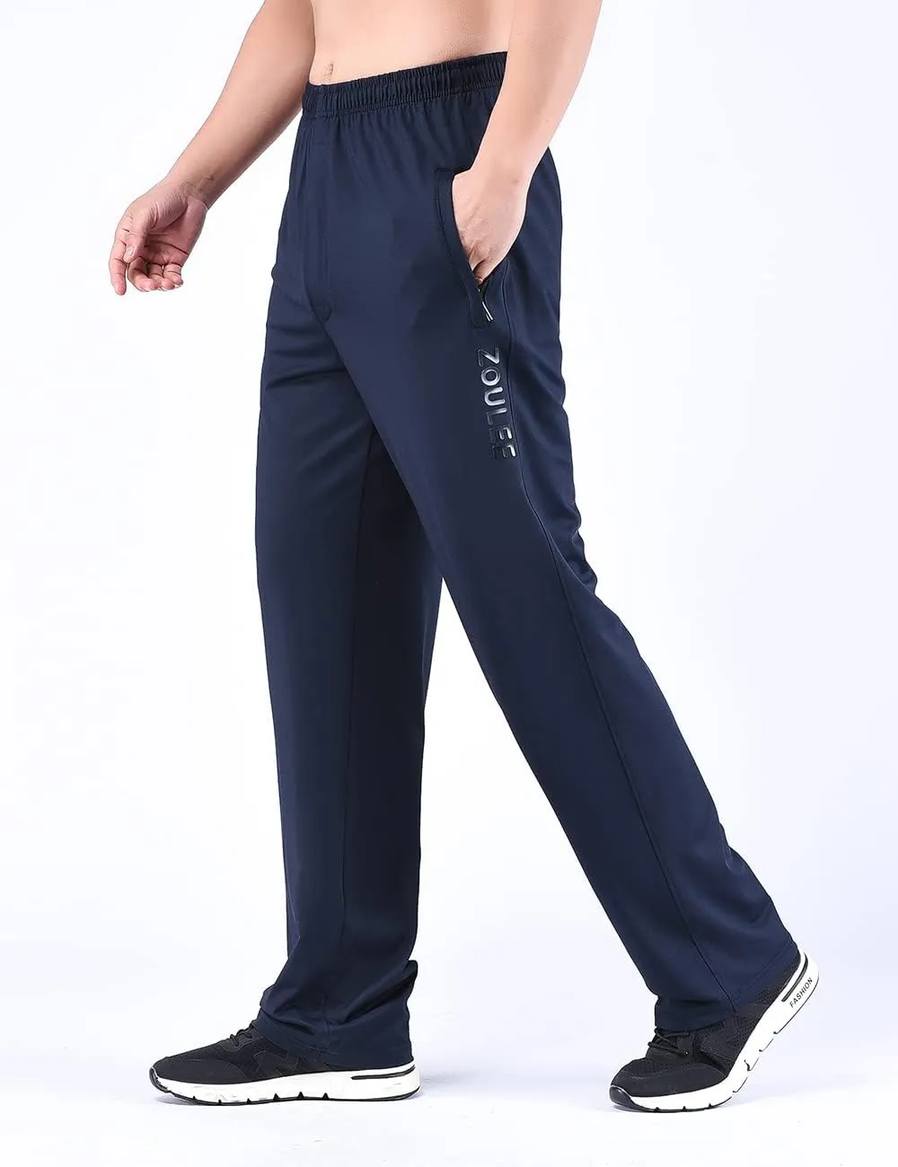 Zoulee New Men's Front Zipper Fly Open-Bottom Sweatpants Jogger Pants