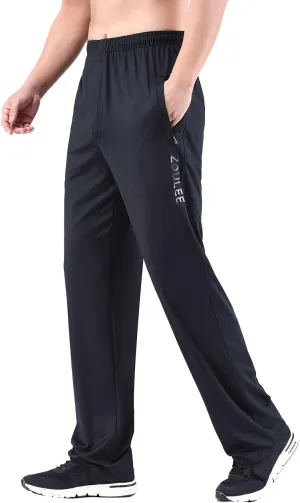 Zoulee New Men's Front Zipper Fly Open-Bottom Sweatpants Jogger Pants