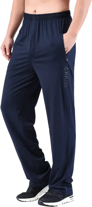 Zoulee New Men's Front Zipper Fly Open-Bottom Sweatpants Jogger Pants