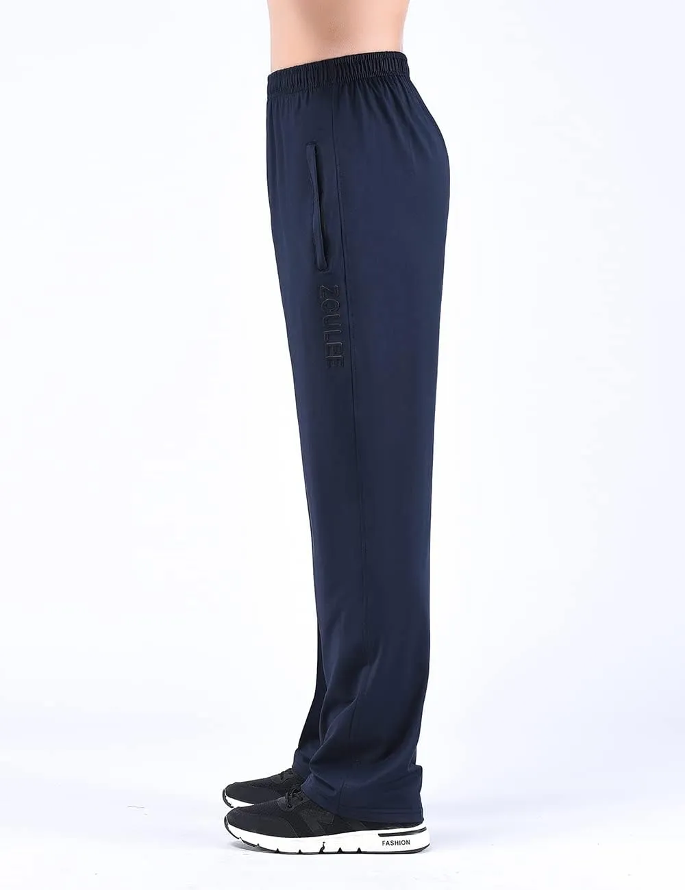 Zoulee New Men's Front Zipper Fly Open-Bottom Sweatpants Jogger Pants