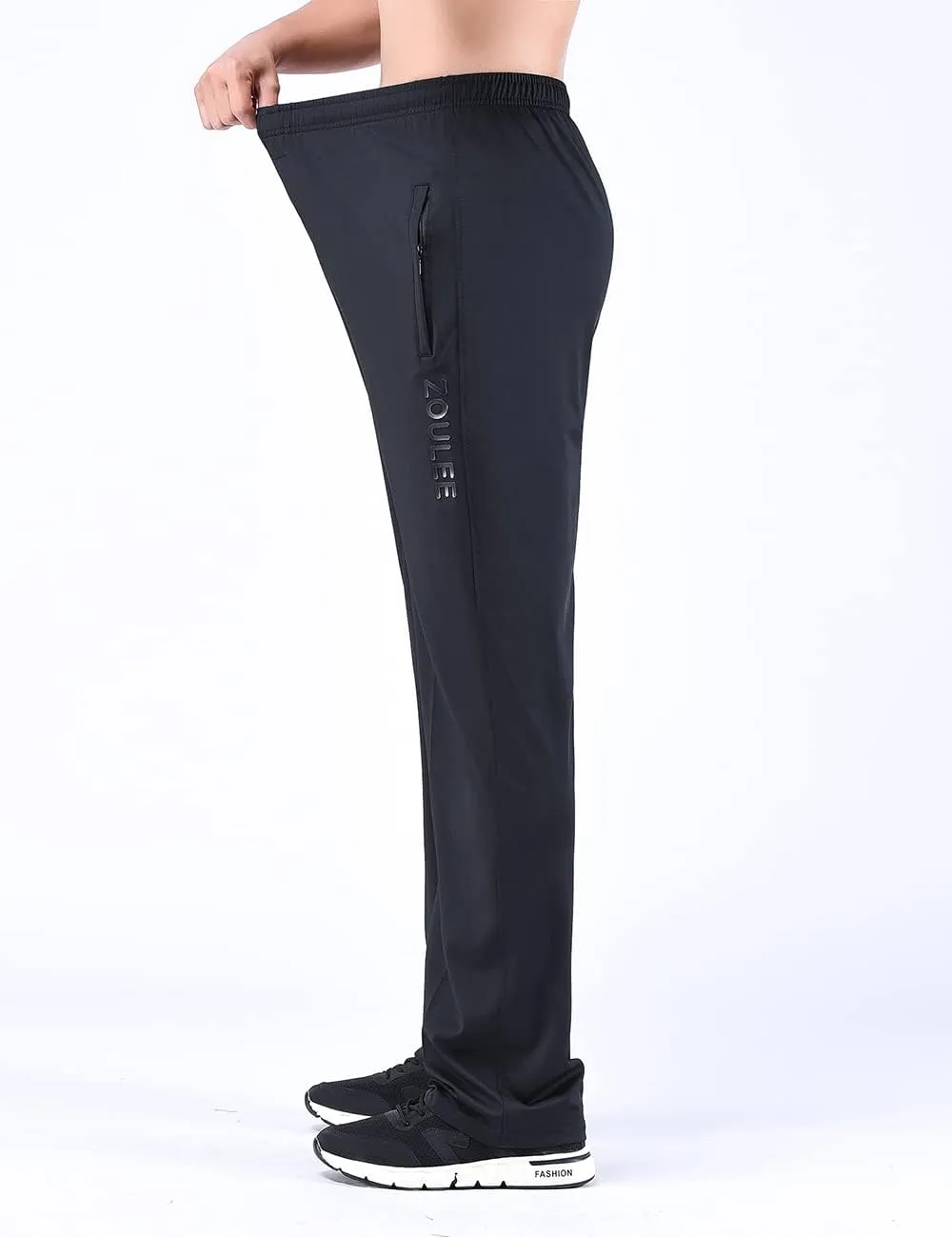 Zoulee New Men's Front Zipper Fly Open-Bottom Sweatpants Jogger Pants